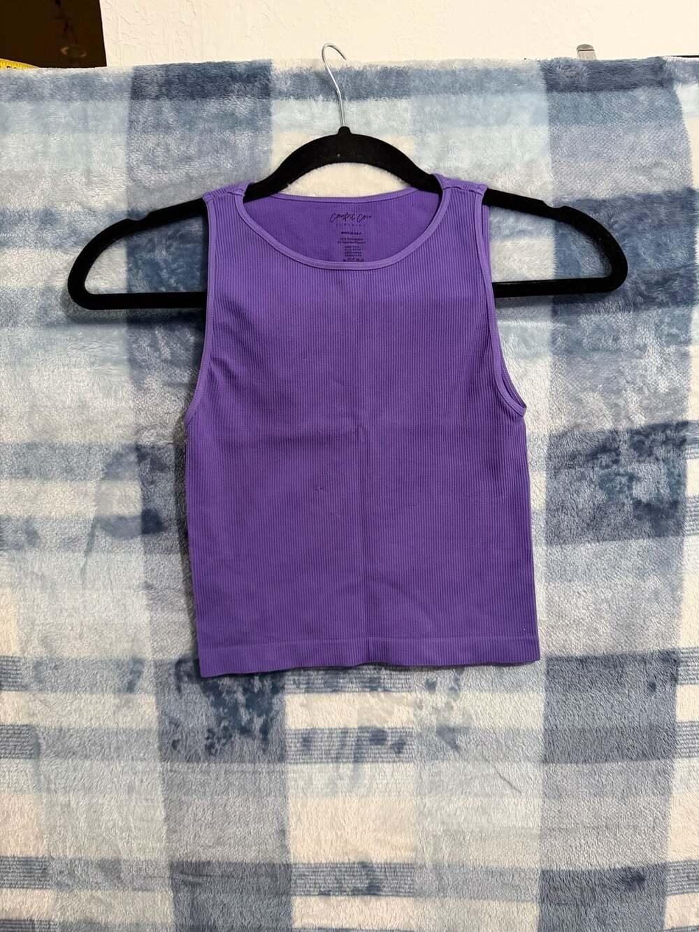 Comfort Cove Clothing Purple High Neck Ribbed Cropped Tank Top OS